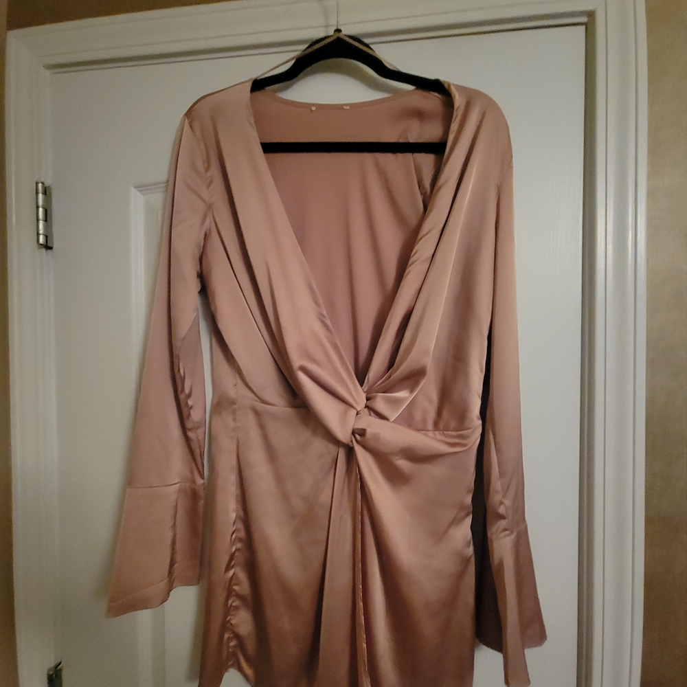 Elegant Nude Satin Dress